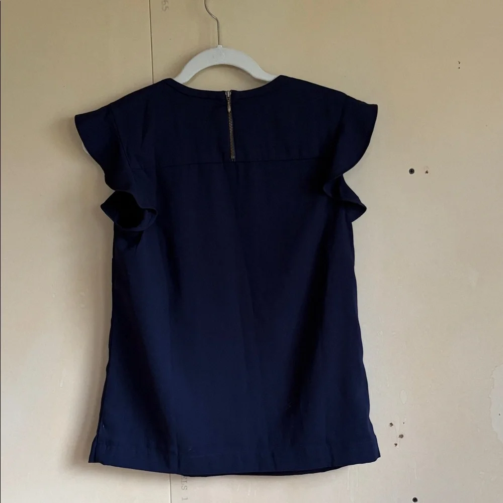 J. Crew Navy Ruffle Sleeve Blouse - Picture 5 of 6